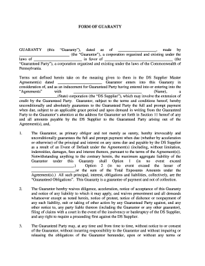 Form of Guaranty