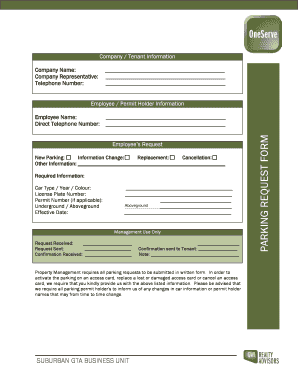 Parking Request Form