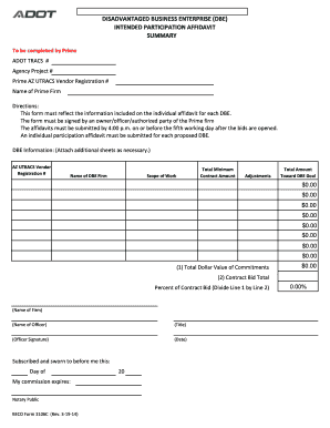 Disadvantaged Business Enterprise Intended Participation Affidavit
