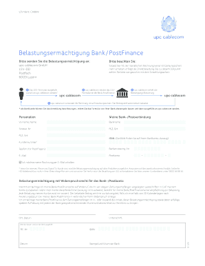 Belastungsermächtigung Bank / PostFinance