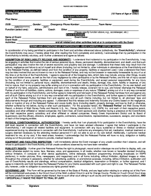 Disney Waiver and Permission Form