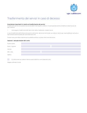 Trasferimento dei servizi in caso di decesso