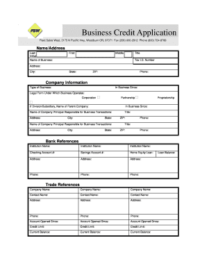 Business Credit Application Form