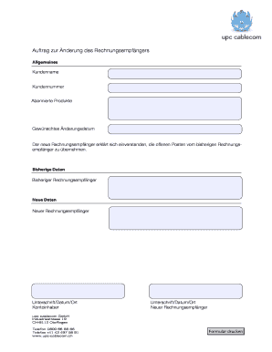 Auftrag zur Änderung des Rechnungsempfängers