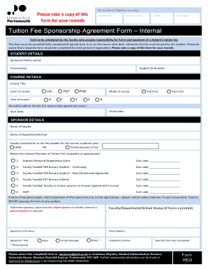 Tuition Fee Sponsorship Agreement Form