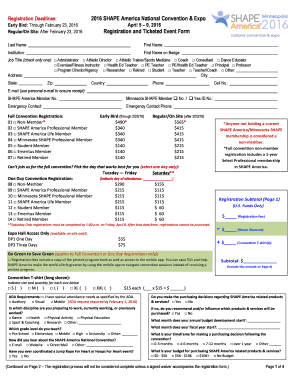 2016 SHAPE America National Convention Registration Form