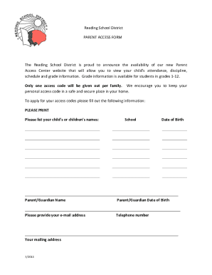 Reading School District Parent Access Form