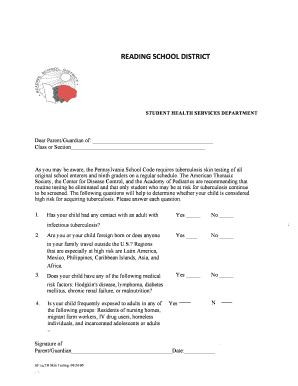 Pennsylvania Tuberculosis Screening Form