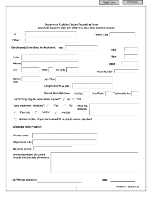 Supervisor Accident Injury Reporting Form