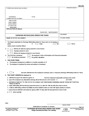 California Earnings Withholding Order for Taxes