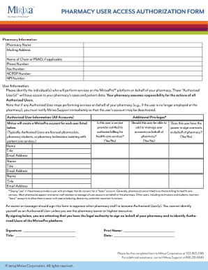 Pharmacy User Access Authorization Form