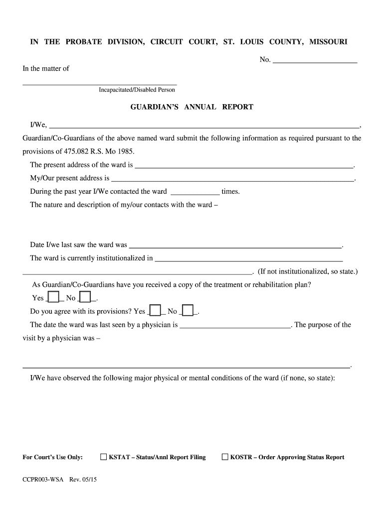 Fillable Online BGuardian39sb Annual bReportb St Louis County Fax