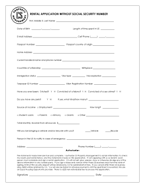 Rental Application Without Social Security Number