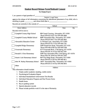Student Record Release Form/Medicaid Consent