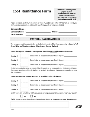 CSST Remittance Form