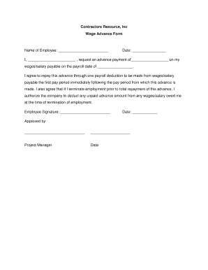 Wage Advance Request Form