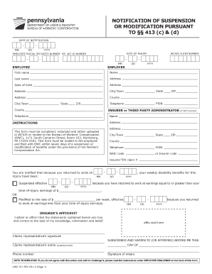 Notification of Suspension or Modification
