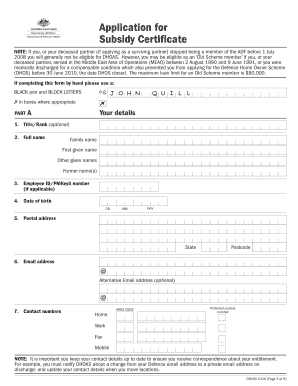 Defence Home Ownership Assistance Scheme Application