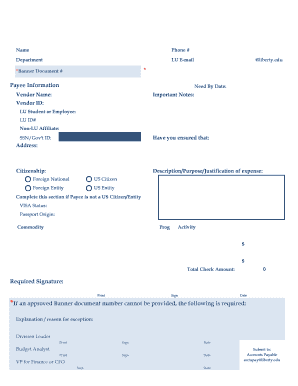 Liberty University Request for Check Form