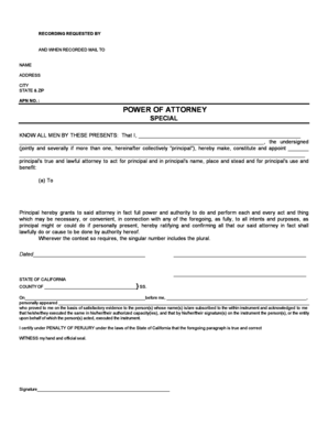 California Special Power of Attorney