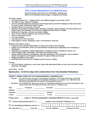 Churchwarden's Yearbook 2015 Order Form