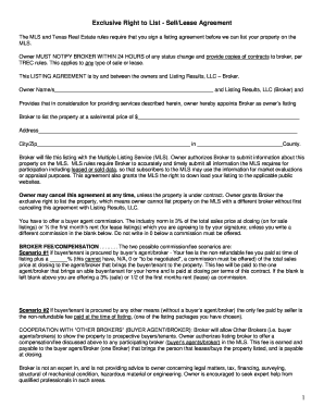 Exclusive Right to List - Sell/Lease Agreement
