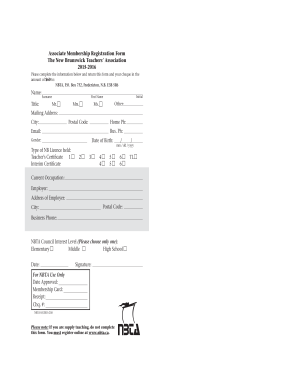 Associate Membership Registration Form The New Brunswick