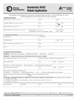 Michigan Residential HVAC Rebate Application