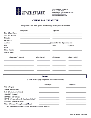 Client Tax Organizer
