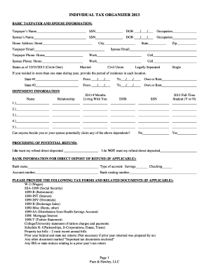 Individual Tax Organizer 2013
