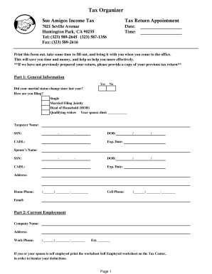 Tax Organizer Form