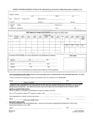 Maryland Immunization Certificate