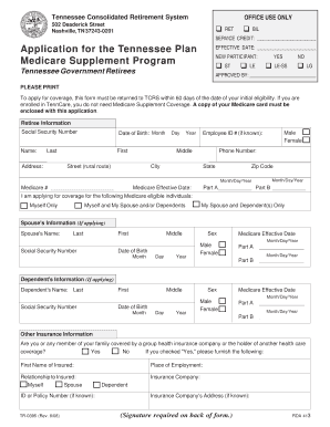 Tennessee Medicare Supplement Application