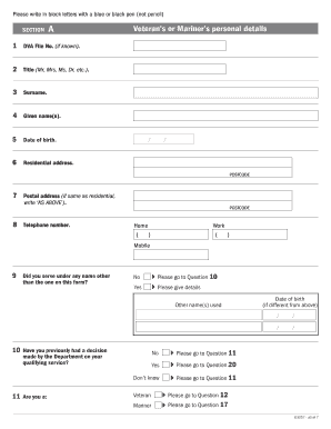 Application for Veterans Gold Card