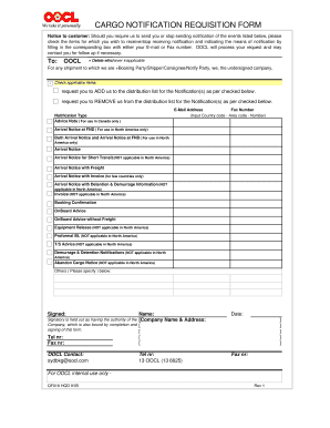 Cargo Notification Requisition Form