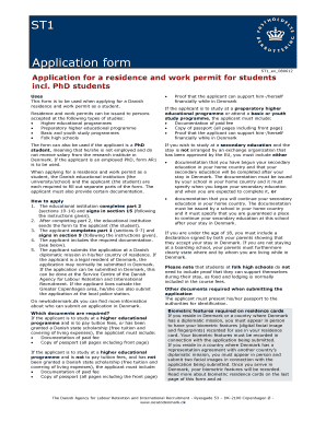 Application for Residence and Work Permit for Students