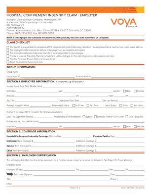 Hospital Confinement Indemnity Claim Form