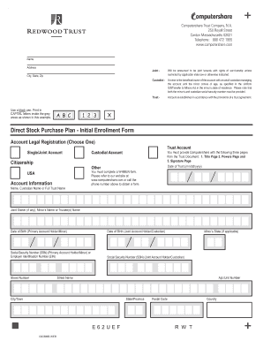 Direct Stock Purchase Plan Initial Enrollment Form