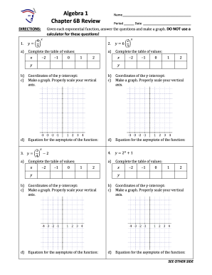 Algebra 1 Chapter 6B Review Worksheet