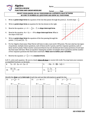 Algebra Chapter 4 Review Worksheet