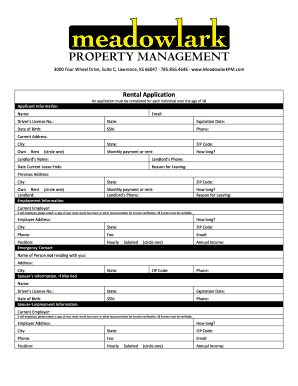 Rental Application Form