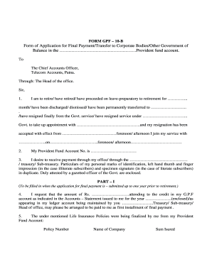 Government Provident Fund Final Payment Application