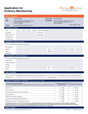 Application for Ordinary Membership
