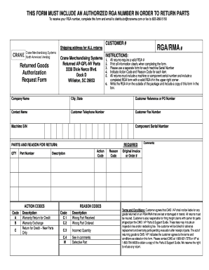 Crane Merchandising Systems Return Authorization Form