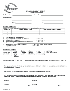 Landowner's Supplement Form