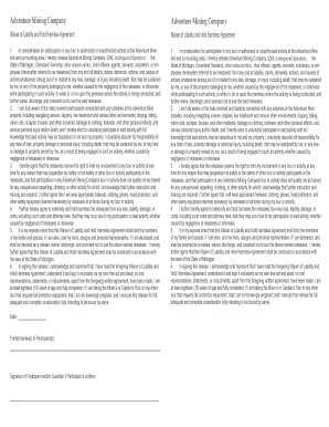 Adventure Mining Company Waiver of Liability