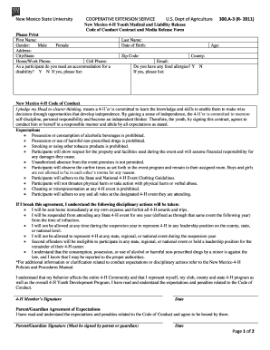 New Mexico 4-H Youth Medical and Liability Release Form