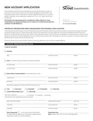 New Account Application for Scout Funds