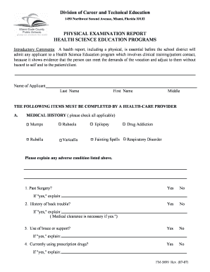 Health Science Education Physical Exam Report