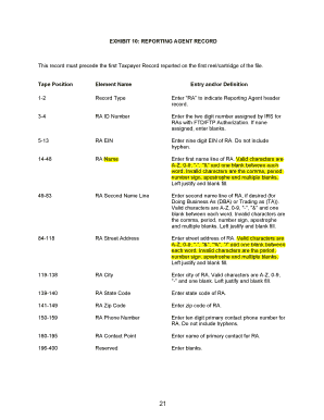 IRS Reporting Agent Record Form